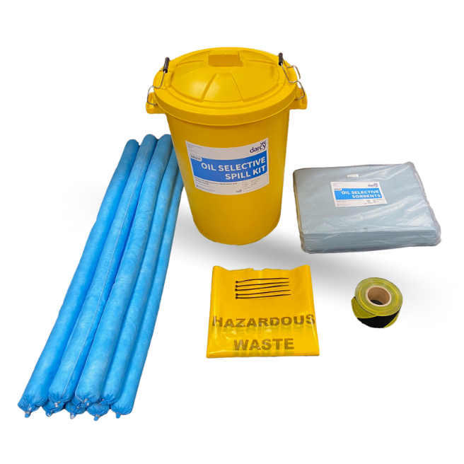 <h1>Oil Spill Kit 90 Bin</h1>
<p><span>Primarily for outdoor use for dealing with hydrocarbons, solvents and other organic liquid spills that pose an environmental threat in areas such as:</span></p>
